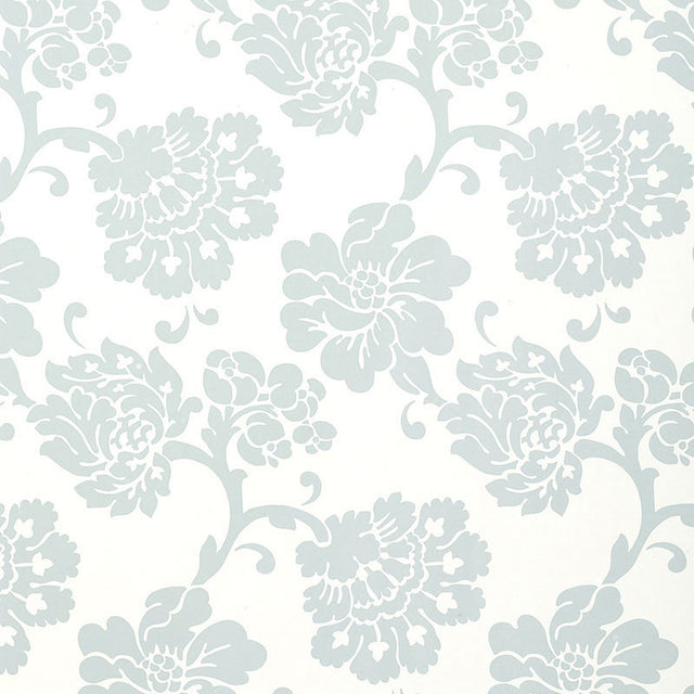 Albero Floreale Damask Aqua floral damask wallpaper by Schumacher