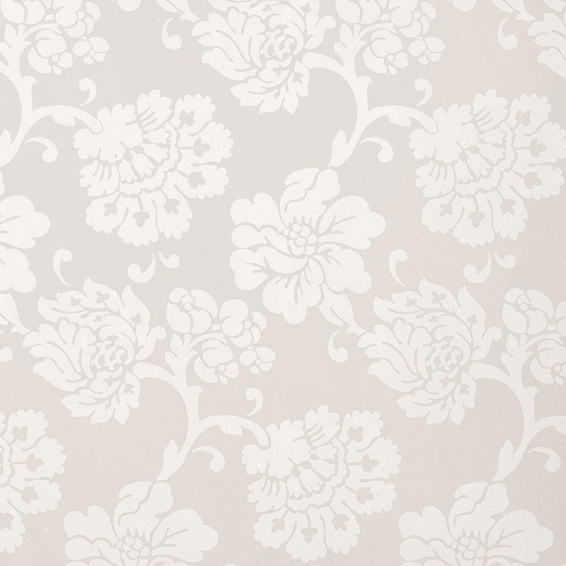 Albero Floreale Damask wallpaper in grey with a large-scale floral damask pattern by Schumacher.