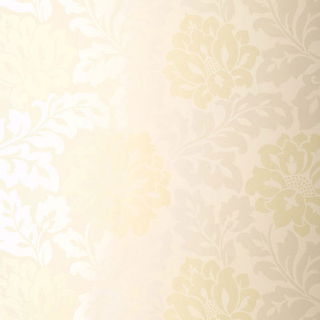 Saraceno Damask wallpaper in Citrine by Schumacher, featuring a classic damask floral pattern in soft yellow and cream tones.