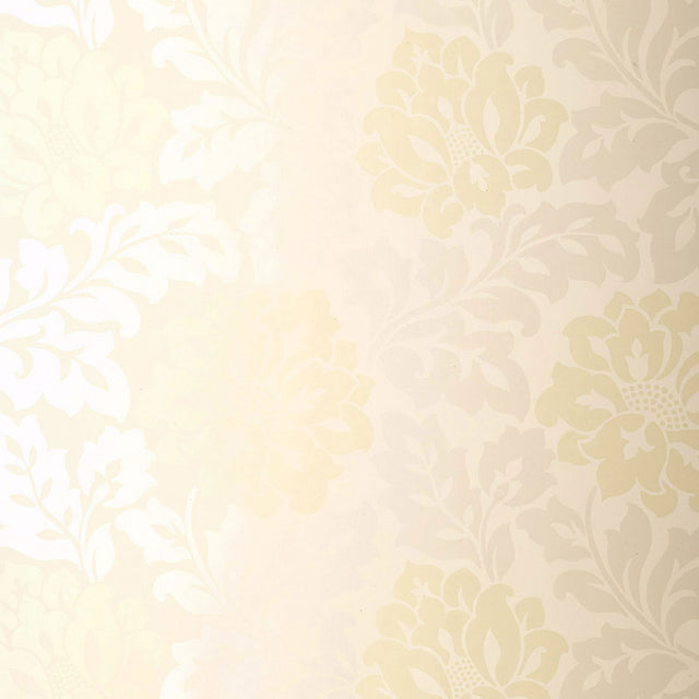 Saraceno Damask wallpaper in Citrine by Schumacher, featuring a classic damask floral pattern in soft yellow and cream tones.