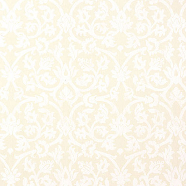 PELLARO Bone damask wallpaper from the PALAZZO collection by Schumacher, shown in a subtle cream and white pattern.