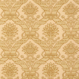 Siena Damask wallpaper in a natural colorway featuring a classic damask floral pattern by Schumacher.