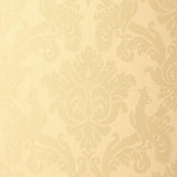 Valette Strie Damask wallpaper in champagne color with a classic damask pattern by Schumacher.