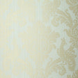 Valette Strie Damask wallpaper in Robin's Egg by Schumacher, featuring a classic damask pattern with subtle strie texture.