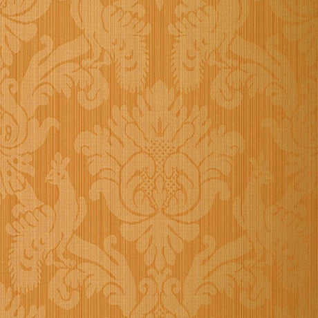 Valette Strie Damask terracotta damask wallpaper with a striated background and ornate pattern