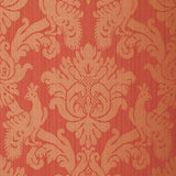 Valette Strie Damask wallpaper in garnet red with a classic damask pattern by Schumacher