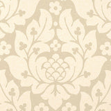 Fiore Damask Linen wallpaper by Schumacher, featuring a classic damask floral pattern in neutral tones.