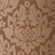 Fiore Damask Mocha wallpaper with a classic damask floral pattern in warm brown tones by Schumacher.