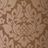 Fiore Damask Mocha wallpaper with a classic damask floral pattern in warm brown tones by Schumacher.