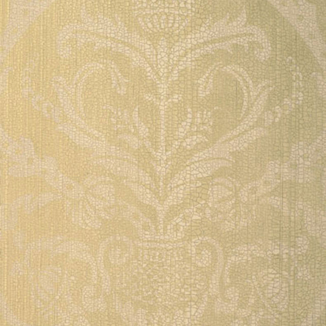 Masaccio Damask Bisque wallcovering with intricate damask pattern in a soft beige color by Schumacher