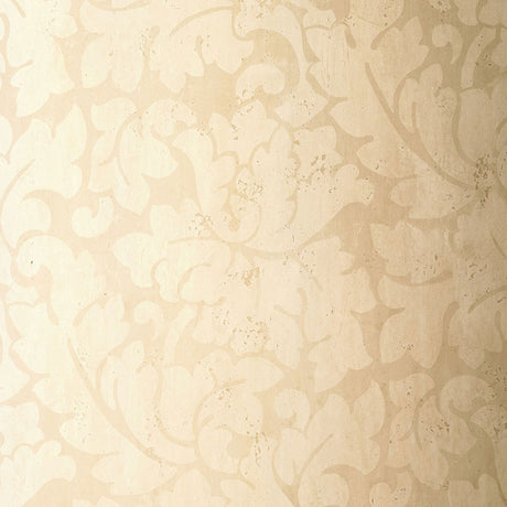 Tolomei Damask cream non-woven wallcovering with classic damask pattern by Schumacher