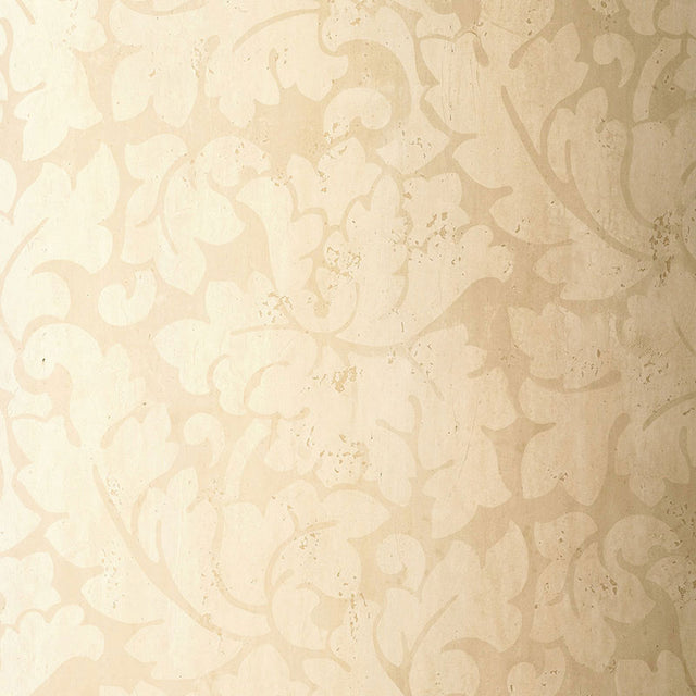 Tolomei Damask cream non-woven wallcovering with classic damask pattern by Schumacher