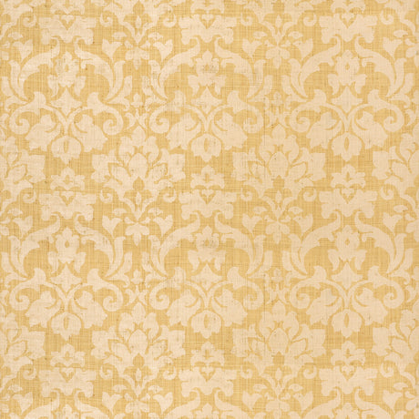 BELLEZZA DAMASK in Alabaster by Schumacher - a hand screen printed damask wallpaper with a delicate whitewash finish and tonal grasscloth weave.