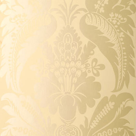 Montebello Damask wallpaper in Ecru by Schumacher, featuring a classic damask pattern in a soft neutral tone.