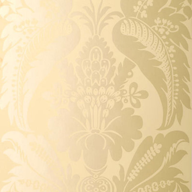 Montebello Damask wallpaper in Ecru by Schumacher, featuring a classic damask pattern in a soft neutral tone.