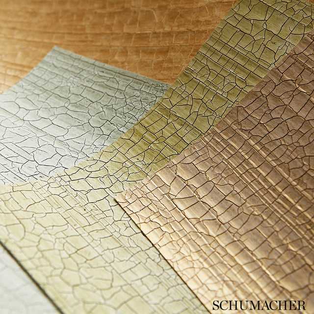 Masaccio Ground Champagne by Schumacher Crackled Faux Finish Non-Woven Wallpaper – Schumacher 5003761