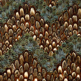 Chesapeake Topaz by Schumacher - Hand-gathered natural feather chevron stripe wallcovering panel