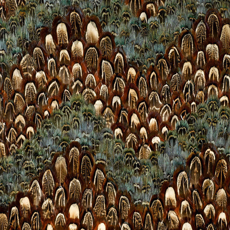 Chesapeake Topaz by Schumacher - Hand-gathered natural feather chevron stripe wallcovering panel