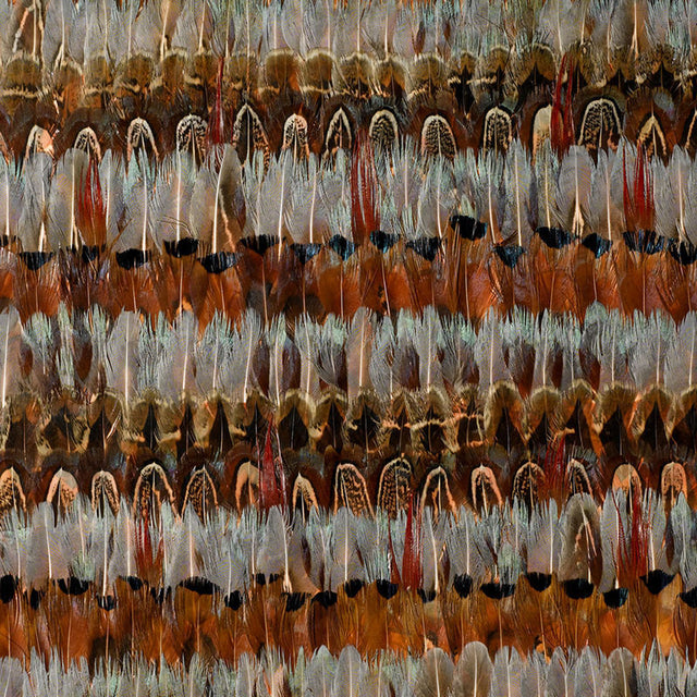 Wildwood Jewel by Schumacher - Luxurious hand-applied feather wallcovering panel in rich jewel tones