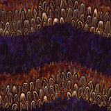 Avalon Ultramarine by Schumacher - Luxe hand-gathered feather wallcovering panel in rich blue and brown tones