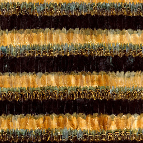 Fair Haven Sapphire by Schumacher - Luxe hand-applied feather stripe wallcovering panel in iridescent blue and gold tones.