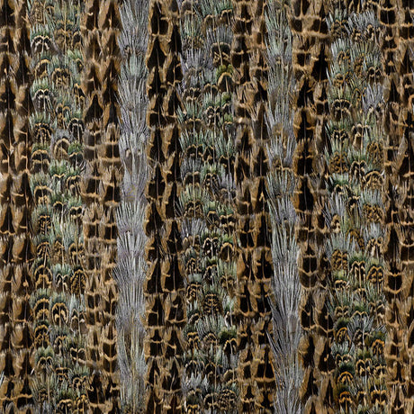 Saratoga Jade by Schumacher - Luxe vertical stripe wallcovering with natural feathers and iridescent sheen