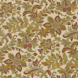 Corsini Paisley wallpaper in Patina by Schumacher featuring an intricate paisley floral pattern in red, gold, and green tones.