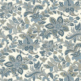 Corsini Paisley wallpaper in Porcelain by Schumacher featuring an intricate paisley floral pattern in blue and beige tones.