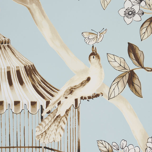 OISEAUX ET FLEURS Mineral by Schumacher Birds & Florals Wallpaper – Schumacher 5004080