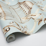 OISEAUX ET FLEURS Mineral by Schumacher Birds & Florals Wallpaper – Schumacher 5004080