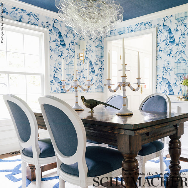 OISEAUX ET FLEURS Porcelain by Schumacher Chinoiserie Birds & Flowers Wallpaper – Schumacher 5004081