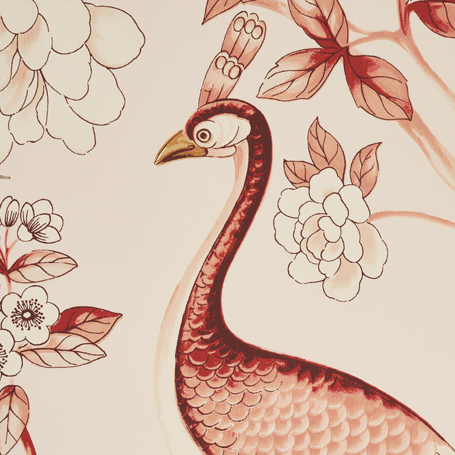 OISEAUX ET FLEURS Cinnabar by Schumacher Scenic Birds and Florals Wallpaper – Schumacher 5004082