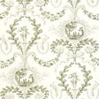 Jester Arabesque wallpaper in Grisaille by Schumacher, featuring a classic arabesque pattern with botanical and scenic motifs.