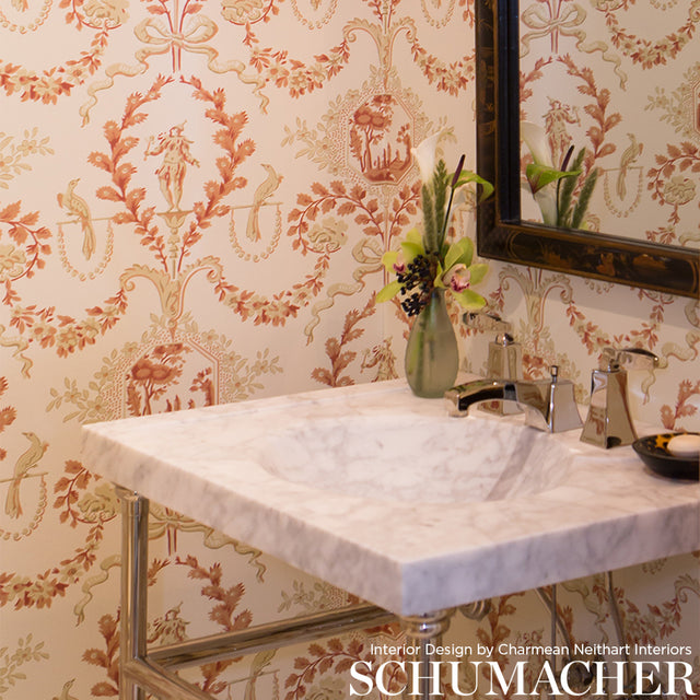 Jester Arabesque Terra Cotta by Schumacher Classic Arabesque Wallpaper – Schumacher 5004111