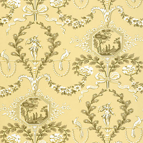 Jester Arabesque Sunlight wallpaper with intricate arabesque pattern, Schumacher