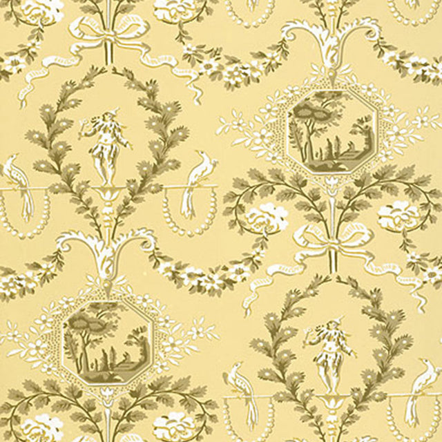 Jester Arabesque Sunlight wallpaper with intricate arabesque pattern, Schumacher
