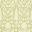 Chenonceau Sage wallpaper by Schumacher featuring enchanting flora and fauna silhouettes in a damask-inspired pattern.