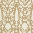 Chenonceau Fawn wallpaper by Schumacher featuring enchanting flora and fauna silhouettes in a damask-inspired pattern.