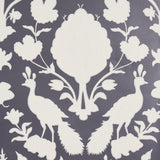 Chenonceau Charcoal by Schumacher Enchanting Flora and Fauna Damask Wallpaper – Schumacher 5004123