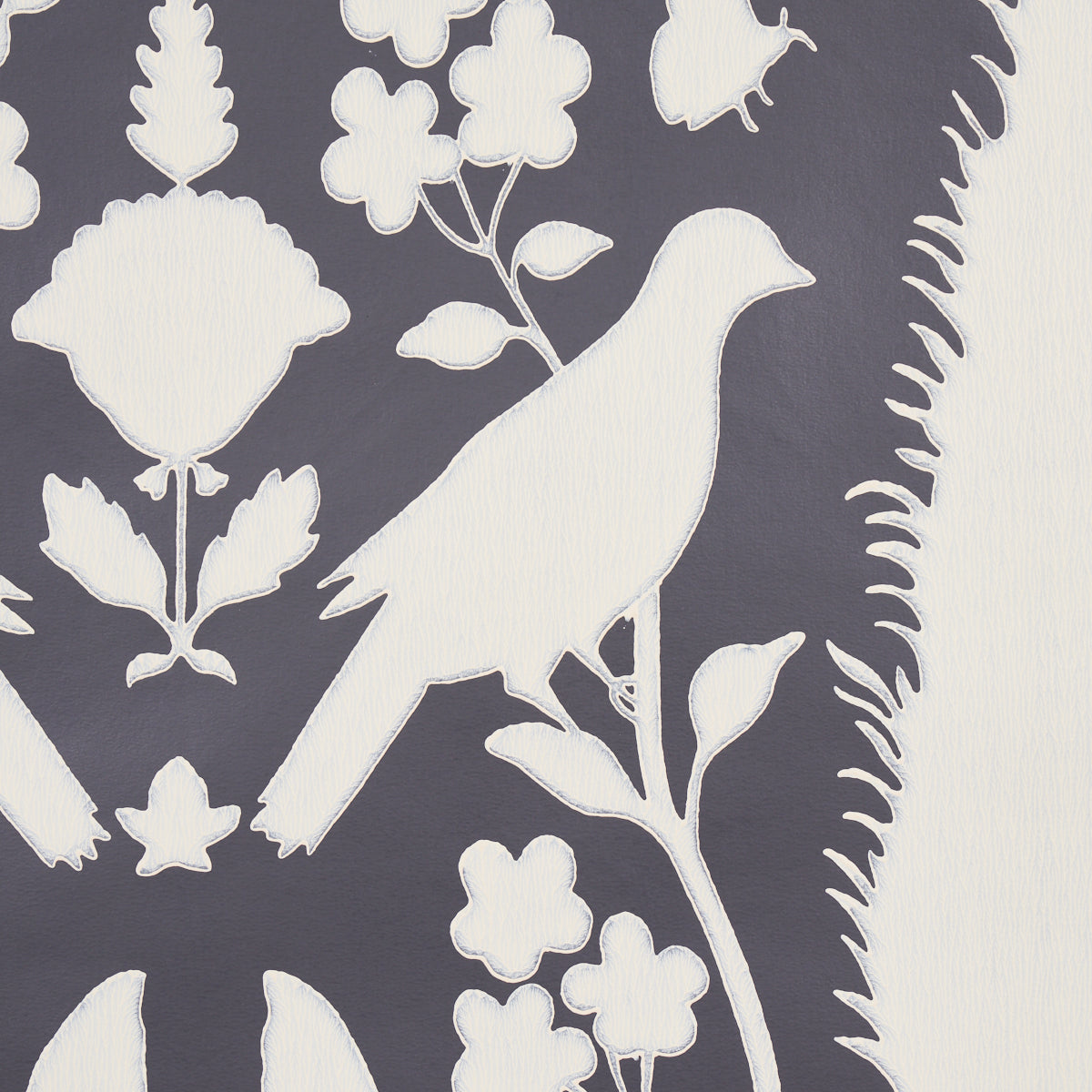 Chenonceau Charcoal by Schumacher Enchanting Flora and Fauna Damask Wallpaper – Schumacher 5004123