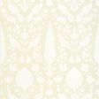 Chenonceau Bisque wallpaper by Schumacher featuring enchanting flora and fauna silhouettes in a damask-inspired pattern.
