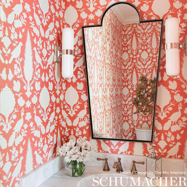 Chenonceau Coral by Schumacher Exuberant Prints Collection Wallpaper – Schumacher 5004125