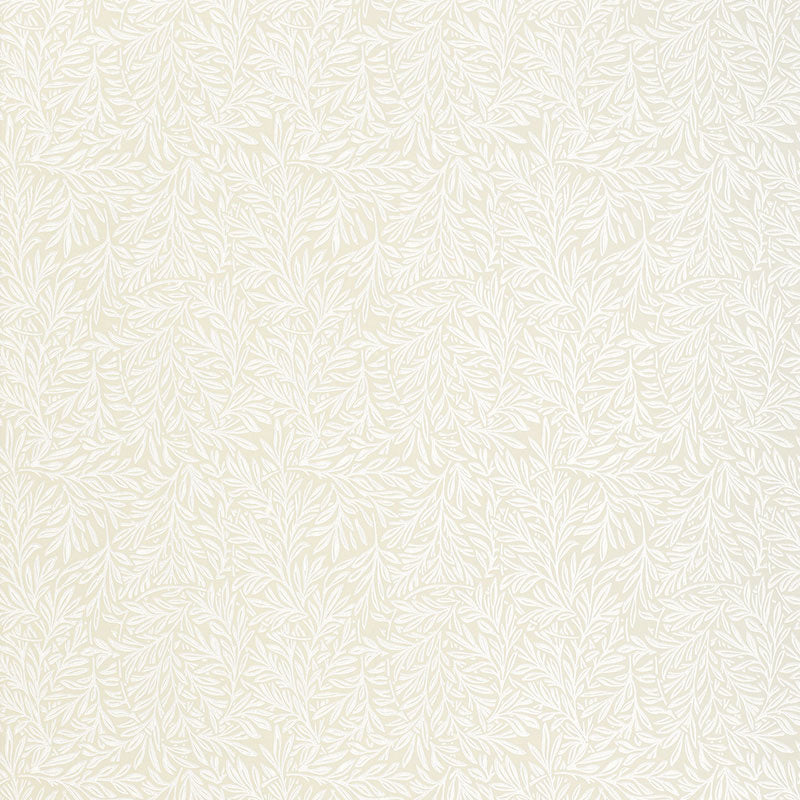 Willow Leaf wallpaper in Flax by Schumacher, featuring intertwining botanical leaf motifs in a neutral palette.