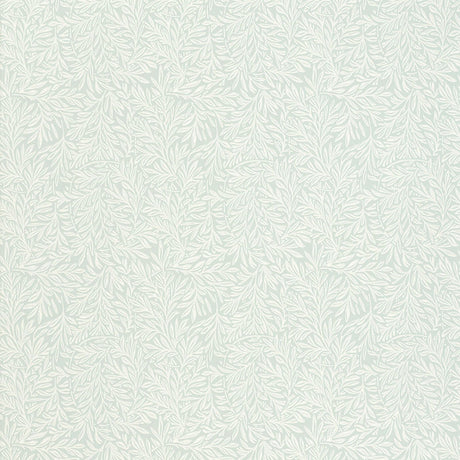Willow Leaf Celadon wallpaper with intertwining botanical leaf pattern by Schumacher