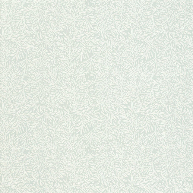 Willow Leaf Celadon wallpaper with intertwining botanical leaf pattern by Schumacher