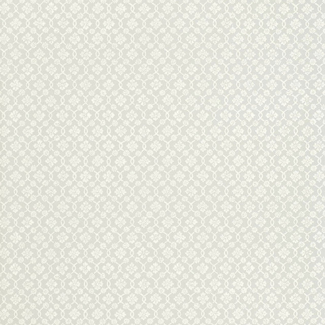 Harbury Trellis Dove wallpaper with delicate floral and lattice pattern by Schumacher