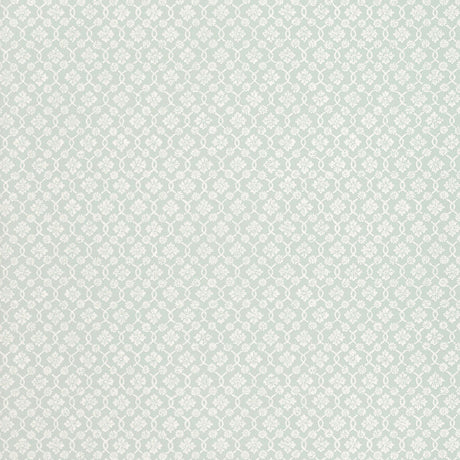 Harbury Trellis Aqua wallpaper with delicate floral and lattice pattern by Schumacher