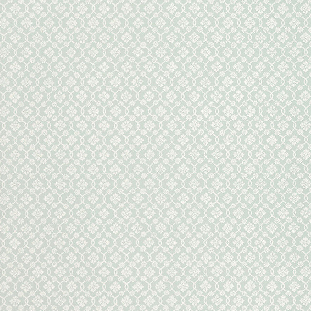 Harbury Trellis Aqua wallpaper with delicate floral and lattice pattern by Schumacher