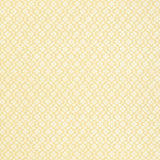 Harbury Trellis wallpaper in Buttercup by Schumacher features a delicate floral and lattice pattern in yellow and white.