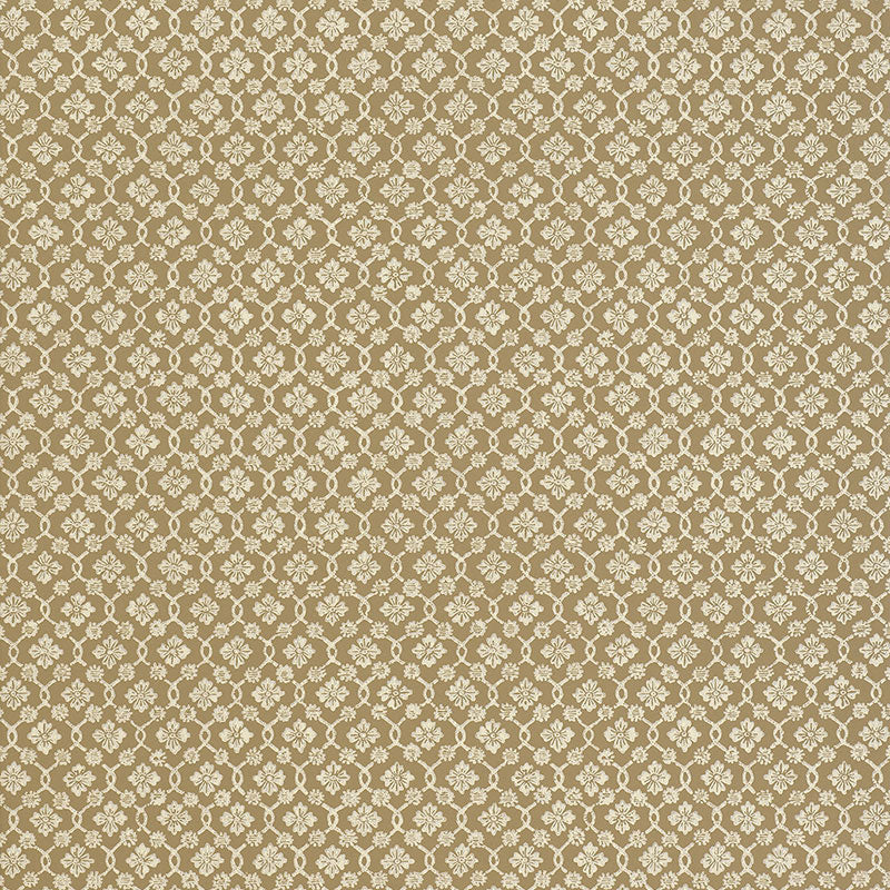 Harbury Trellis Sepia wallpaper with a delicate floral and lattice pattern by Schumacher